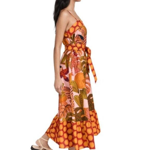 FARM Rio “Summer Dream” Ruffle-Hem Maxi Dress • Size Large • Vibrant Print - Picture 2 of 2